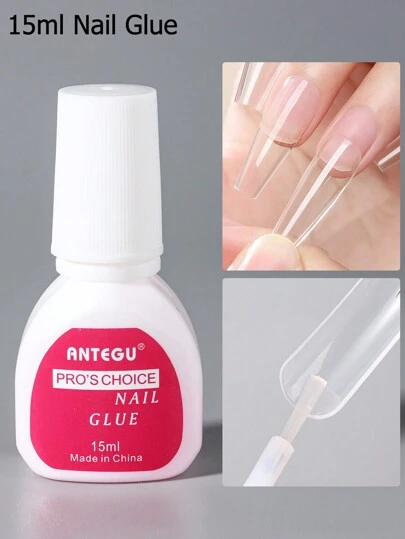 15ml Fast-Dry Nail Glue False Nail Tips Adhesive With Brush Super Strong Sticky Rhinestone Fake Nails Gel Manicure