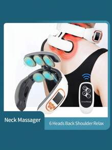 2023年款便攜式智能遙控頸肩按摩器,具備語音提示和脈衝按摩智慧,ems脈衝加熱頸部按摩產品,電動頸肩按摩器 - 白色 - 查看 1