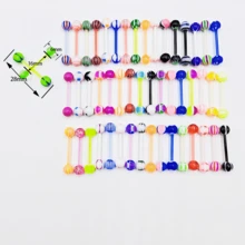 30pcs Fashionable Acrylic Uv Tongue Barbell Piercing Random Color - Acrylic Tongue Nail - View 4