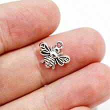 20 件合金金屬材質可愛小蜜蜂首飾吊墜製作手鍊項鍊配件 Diy 手工藝品 - 銀色 - 查看 1