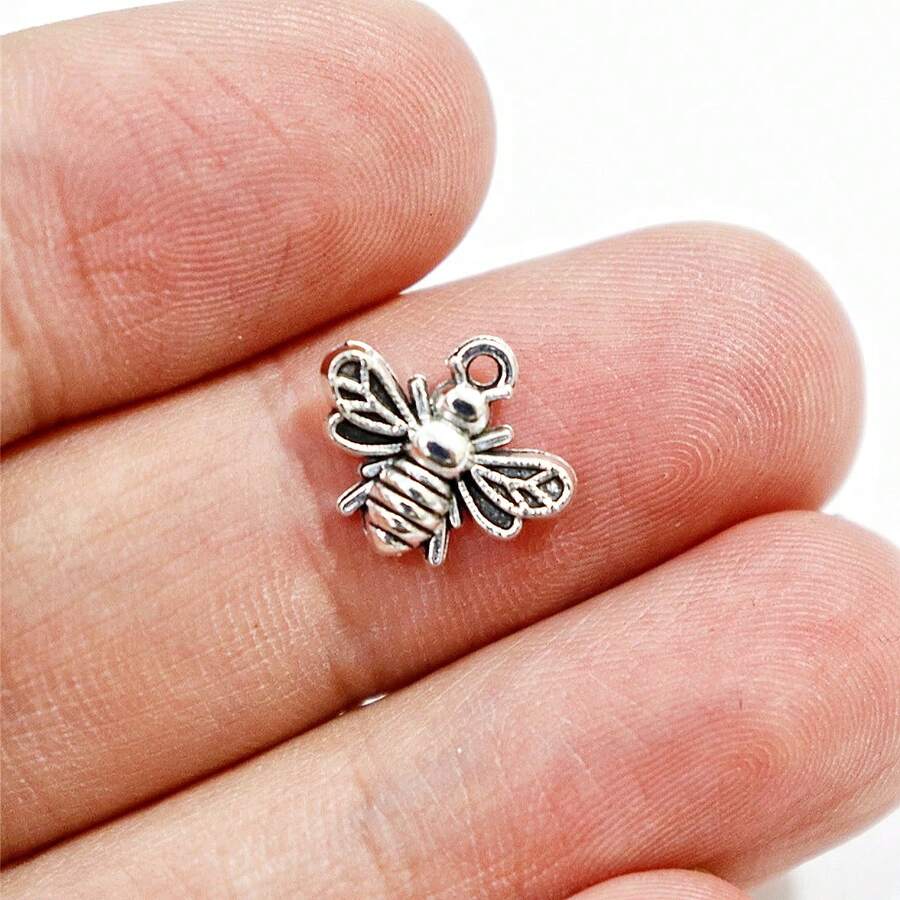 20 件合金金屬材質可愛小蜜蜂首飾吊墜製作手鍊項鍊配件 Diy 手工藝品 - 銀色 - 查看 1