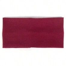 1pc Outdoor Sports & Yoga Ribbed Headband, Elastic & Stretchy Knitted Hair Accessory In Solid Color - Burgundy - View 1
