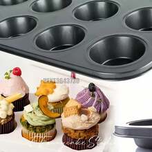 Molde Charola Repostería Cup Cakes Panqués Muffins Mantecada - Negro - Ver 5