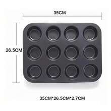 Molde Charola Repostería Cup Cakes Panqués Muffins Mantecada - Negro - Ver 2