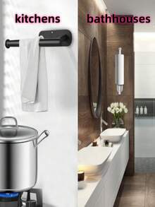 衛生紙架浴室廚房衛生間壁掛支架,sus304不銹鋼,可用3m膠安裝固定,可鑽孔,1件 - 霧面黑 - 查看 6