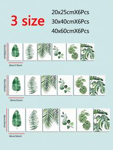 6入組熱帶植物北歐海報,斯堪的納維亞綠葉現代畫布壁畫,適用於臥室客廳辦公室裝飾,不包含畫框 - 彩色 - 查看 2