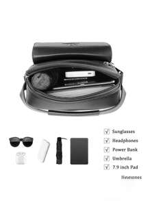 Túi đeo vai nam thời trang mới dung tích lớn phong cách cổ điển Túi đeo vai công sở bằng da PU Túi đeo chéo có khóa kéo - màu đen - Xem 2