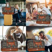 旅行週末前袋隨行袋女用隨身包 - 大容量週末包帶有乾濕分離防水鞋格化妝包,胸包單肩包,女士男士通用旅行攜行袋3入組,耐用行李包手提袋,迷彩綠色旅行袋,旅行袋,旅行套裝,旅行物品,旅行整理袋,旅行必備品,旅行配件 - 橄欖綠 - 查看 7