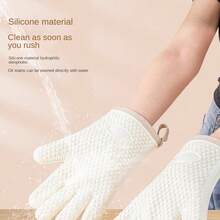 1pc Five Fingers Silicone Heat Resistant Gloves Microwave Non-Slip Thickened Insulated Baking Gloves - White - View 3