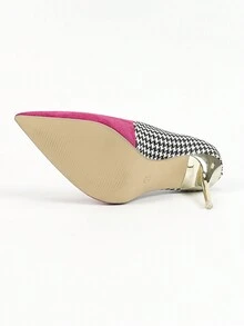 Women'S Pointed Toe Splice High Heel Shoes, Fashionable Thin Heel Shoes For Spring, Autumn Parties And Banquets - Hot Pink - View 8