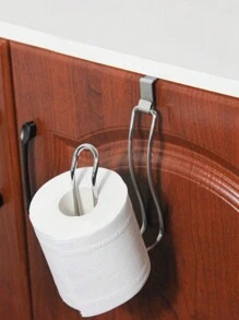 1 pieza Soporte de papel higiénico y rollo de papel de hierro para montaje en pared del baño, decoración del hogar, decoración de otoño, de vuelta a la escuela - plata - Ver 4