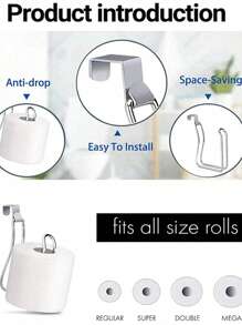1 pieza Soporte de papel higiénico y rollo de papel de hierro para montaje en pared del baño, decoración del hogar, decoración de otoño, de vuelta a la escuela - plata - Ver 2