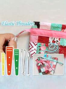 1 組金屬線塑膠線推桿袋塑膠彩帶穿線工具鬆緊帶穿線 - 彩色 - 查看 2