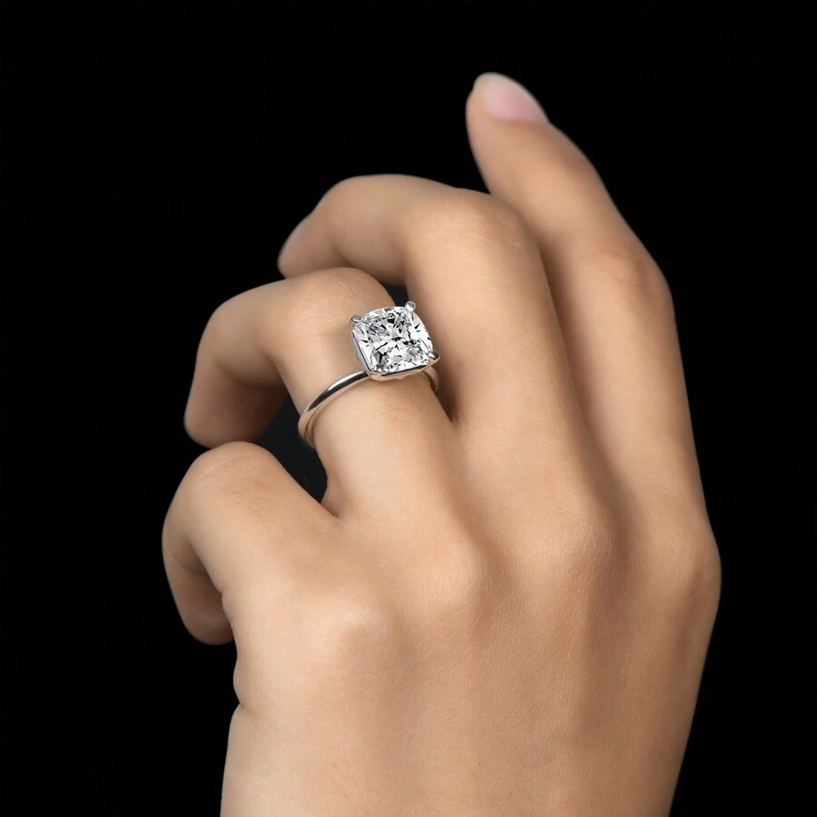 1入組3克拉軟墊切方晶鋯石訂婚戒指適合女士925純銀9x9mm5A方晶鋯石結婚紀念日定情戒指首飾類禮物為她