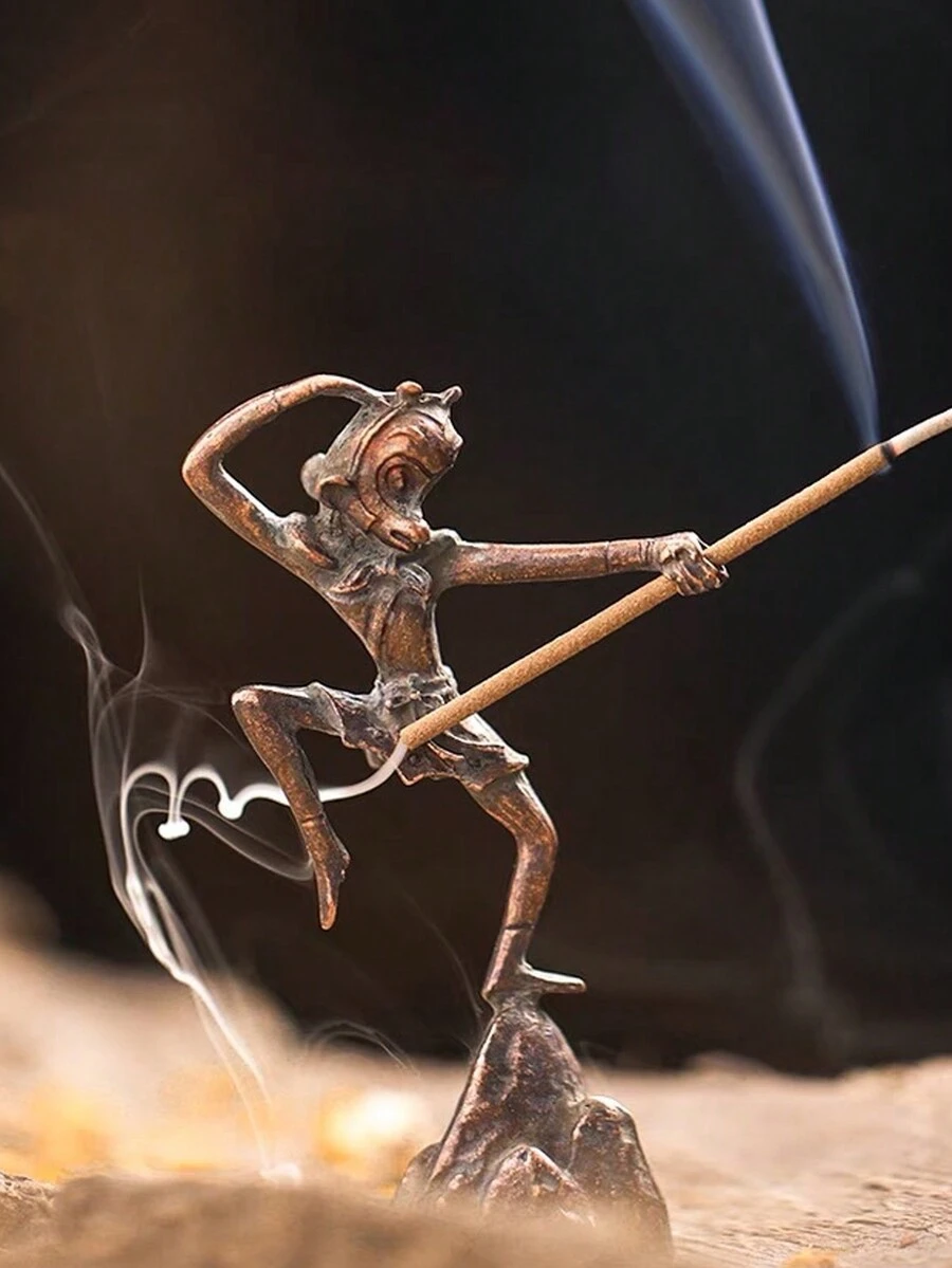1pc Sun Wukong Incense Stick Holder Creative Monkey King Aromatherapy Decoration Rack, Antique Bronze, Suitable For Yoga/Meditation/Spa Decoration Accessories - Sun Wukong Aromatherapy Stand - View 1