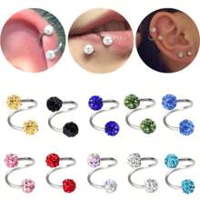 1 個不銹鋼 S 形螺旋耳軟骨耳環、labret 嘴唇和鼻子穿孔身體首飾 - 風格1 - 查看 7