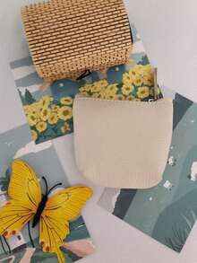 1pc Women Urban Minimalist Vintage PU Leather Coin Purse, Mini Wallet, Key Case, Jewelry Storage Pouch - Beige - View 3