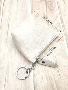 1pc Women Urban Minimalist Vintage PU Leather Coin Purse, Mini Wallet, Key Case, Jewelry Storage Pouch - Beige - View 6