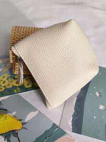 1pc Women Urban Minimalist Vintage PU Leather Coin Purse, Mini Wallet, Key Case, Jewelry Storage Pouch - Beige - View 2