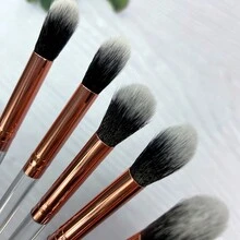 10 件裝高光澤刷腮紅刷點妝刷便攜式粉刷短柄奧丁粉刷美容工具 - 無色 - 查看 2