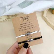 2 條黑白情侶日常配戴運動編織可調手鍊 - 橄欖球 - 查看 3