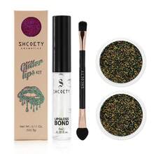 1支具有多種顏色亮片的閃亮唇蜜,可用於嘴唇和臉部,包括膠水和刷子 - A08-1 can/box - 查看 4