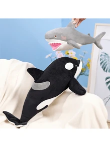 38cm虎鯨填充動物海洋生物毛絨玩具模擬虎鯨毛絨填充動物逼真的海洋生物虎鯨毛絨填充動物兒童禮品 - 黑白 - 查看 11