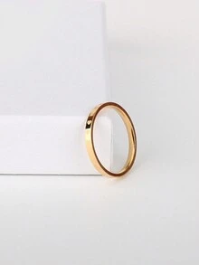 1pc Stainless Steel 2024 New Full Circle Heart Ring, Simple Index Finger Ring, Couple Ring For Women - Yellow Gold - View 4