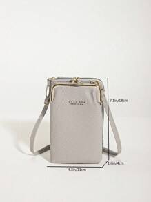 荔枝纹长款女士钱包 多功能时尚手拿包 单肩带斜挎包 女士迷你零钱包 钱包 - 淺灰色 - 查看 3