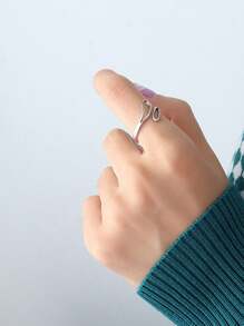 1個女性時尚歐美風格的不鏽鋼和24k金幾何開放式戒指,創意獨特的冬季戒指,適合節日禮品 - 金色 - 查看 5