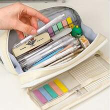 1個五層高容量多功能透明筆袋,適合文具組織,學生和生日禮物 - 白色 - 查看 6