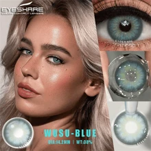 Eyeshare 2片灰褐色彩色隱形眼鏡,眼妝軟性隱形眼鏡,年度配戴數,美容軟鏡片 - 藍色 - 查看 2