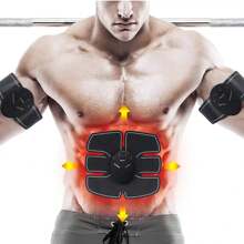 腹部肌肉塑形劑,親膚水凝膠,男女便攜式無線肌肉訓練設備,智慧 Ems 家庭辦公室健身設備,適用於腹肌、手臂、腿部 - 黑色 - 查看 1