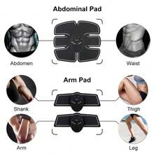 腹部肌肉塑形劑,親膚水凝膠,男女便攜式無線肌肉訓練設備,智慧 Ems 家庭辦公室健身設備,適用於腹肌、手臂、腿部 - 黑色 - 查看 3