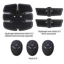 腹部肌肉塑形劑,親膚水凝膠,男女便攜式無線肌肉訓練設備,智慧 Ems 家庭辦公室健身設備,適用於腹肌、手臂、腿部 - 黑色 - 查看 4