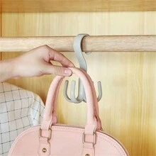 1個可旋轉四爪掛鉤、多功能衣櫃包掛鉤、免釘塑膠紮帶鉤、收納架 - 綠色 - 查看 7