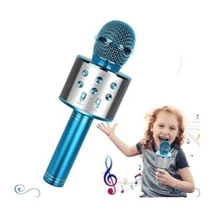 Microfone Karaokê Bluetooth Efeito Voz Modo Gravação Selfie - Prata - Visão 2