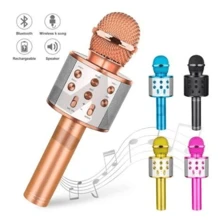 Microfone Karaokê Bluetooth Efeito Voz Modo Gravação Selfie - Prata - Visão 4