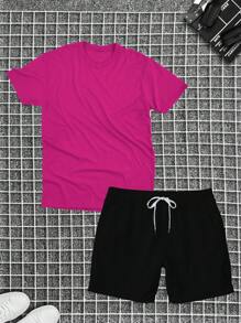 Men Two-Piece Outfits - Màu Hồng Tươi - Xem 1
