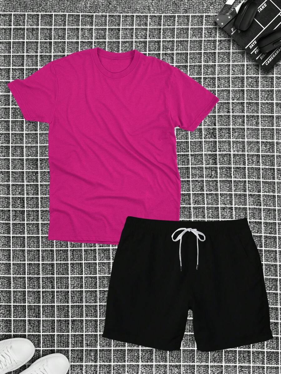 Men Two-Piece Outfits - Màu Hồng Tươi - Xem 1