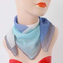 全時尚小方巾65cm雪紡圍巾1pc - 藍色 - 查看 1