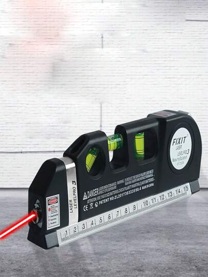 1 pieza múltiples fines láser nivel Kit cruzado línea láser 8 con pies Cinta de medida Regla Herramienta equilibrado Gobernantes para construcción foto colgante de pared piso escribiendo pintura