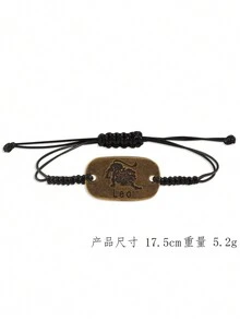 1 件/包 手工編織合金星座系列手鍊,適合男女日常佩戴 - 銅色 - 查看 5