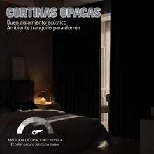 1 pieza Panel de cortina de ventana opaca, Cortina Black Out Opaca con Aros Ojales para Dormitorio Sala Moderno 2 Paneles 1.32 x 2.13 mts, Cortinas Térmicas Aislantes Frio y Calor Moderna Decoración Ventanas para Dormotorio Habitacion Sala Salon Hotel Terraza Cortinas - Azul (132x213cm) - Ver 1