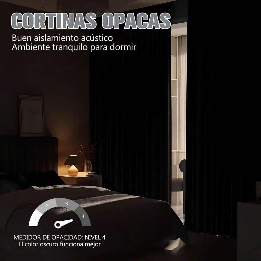 1 pieza Panel de cortina de ventana opaca, Cortina Black Out Opaca con Aros Ojales para Dormitorio Sala Moderno 2 Paneles 1.32 x 2.13 mts, Cortinas Térmicas Aislantes Frio y Calor Moderna Decoración Ventanas para Dormotorio Habitacion Sala Salon Hotel Terraza Cortinas - Azul (132x213cm) - Ver 1