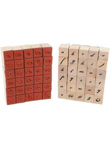 Bright Creations Wood Rubber Stamps For Crafting, Calligraphy Alphabet Stamp Set (60 Pieces) - Brown - View 3