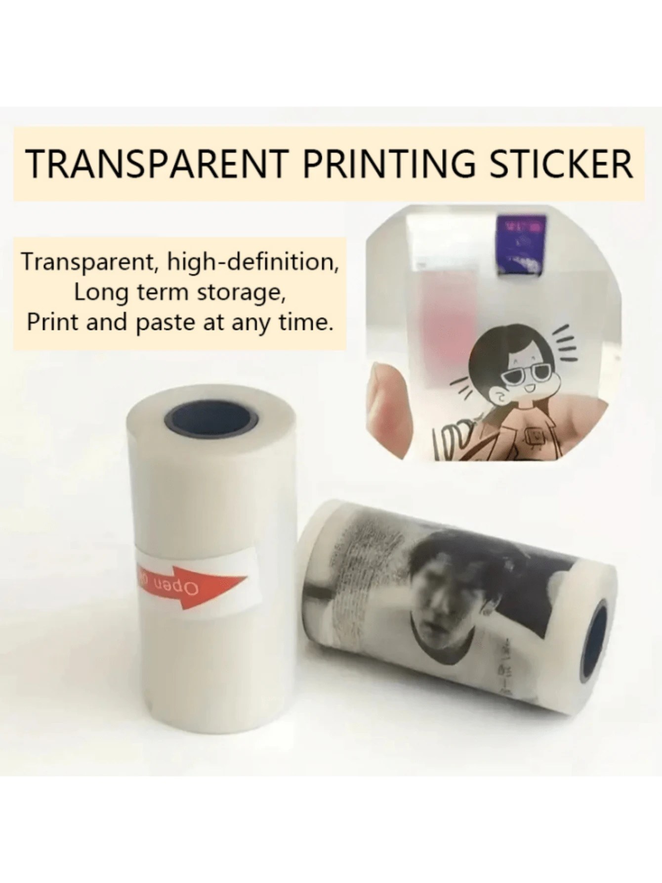 1入組迷你無線高清照片打印機,適用於5.7厘米/2.24英寸透明熱敏標籤貼紙,無需墨水,便攜式打印機配件,適用於辦公室和學習