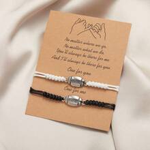 2 條黑白情侶日常配戴運動編織可調手鍊 - 橄欖球 - 查看 4