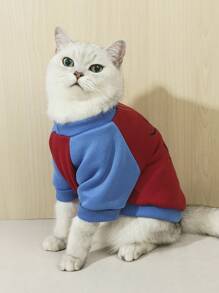 1 Piece Polyester Spider Pattern Red And Blue Color Matching Casual Pet Sweatshirt For Cats And Dogs Suitable For Indoor And Outdoor Use