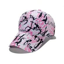 1pc/Pack A02-Pink Spring And Summer Sun Hats For Men And Women, And Versatile Sun Hats, Colorful Graffiti Letters Baseball Caps, Peaked Caps - Pink - View 2